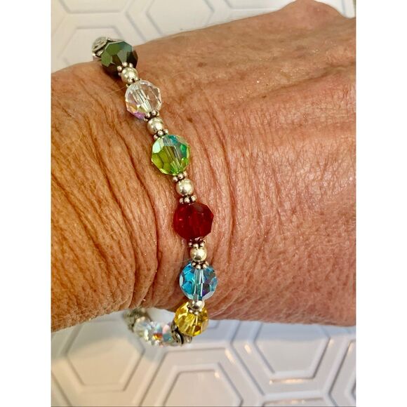 Multi Color Crystal Bracelet with Cross Charm #christian #cross #faith #handmade - Picture 4 of 6